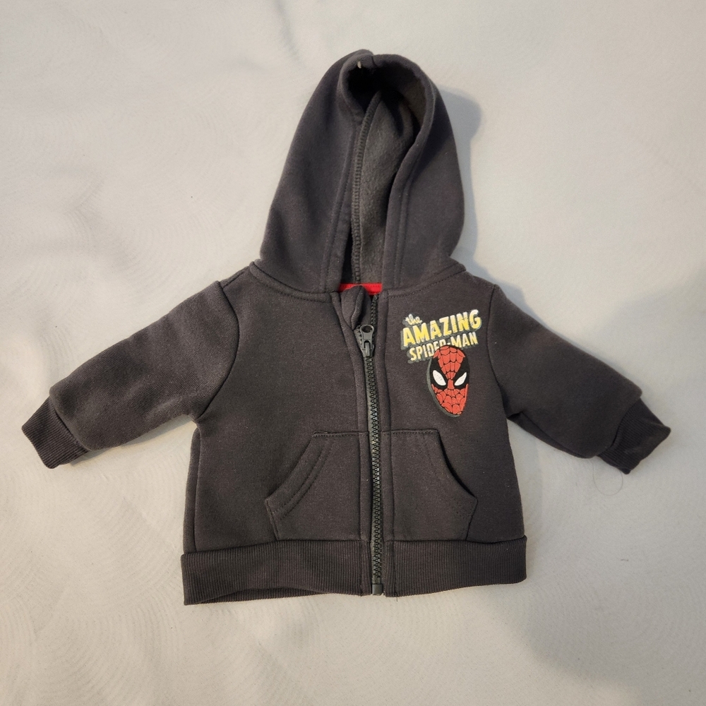 Marvel Spider-Man Kids Hoodie With Jogger Pants- Dark Gray. 0-3m